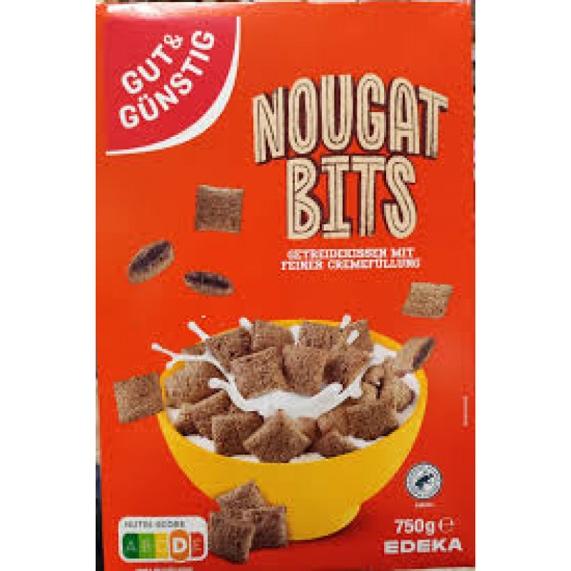 GG brokastu pārslas Nougat bits spilventiņi ar kakao pildījumu 750g