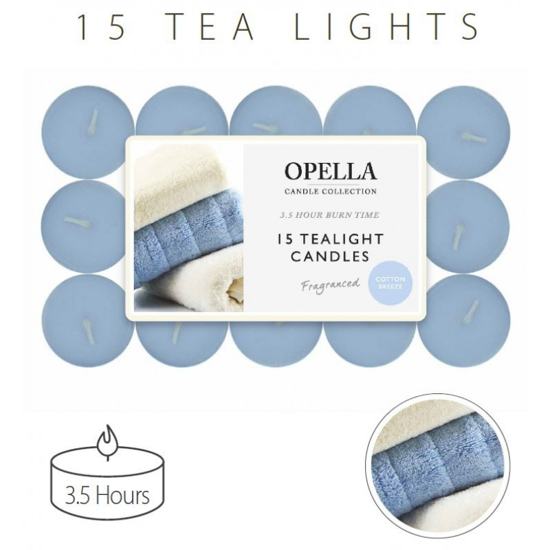 Opella tējas sveces ar kokvilnas vēsmas smaržu 15gab.