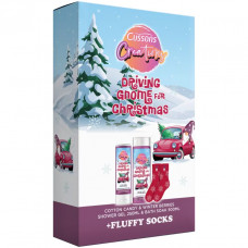 Cussion Creations dāvanu komplekts Cotton candy & Winter berries Dušas želeja 250ml, Vannas sāls 500ml + zeķu pāris 