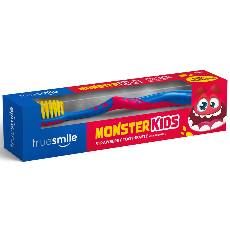 Truesmile bērnu zobu pasta ar zemeņu garš 75ml + zobu birste