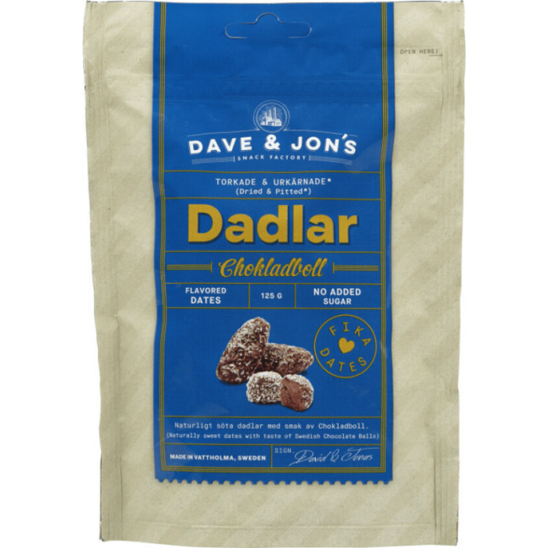 Dave & Jon's dateles ar garšu Chocolate balls 125g