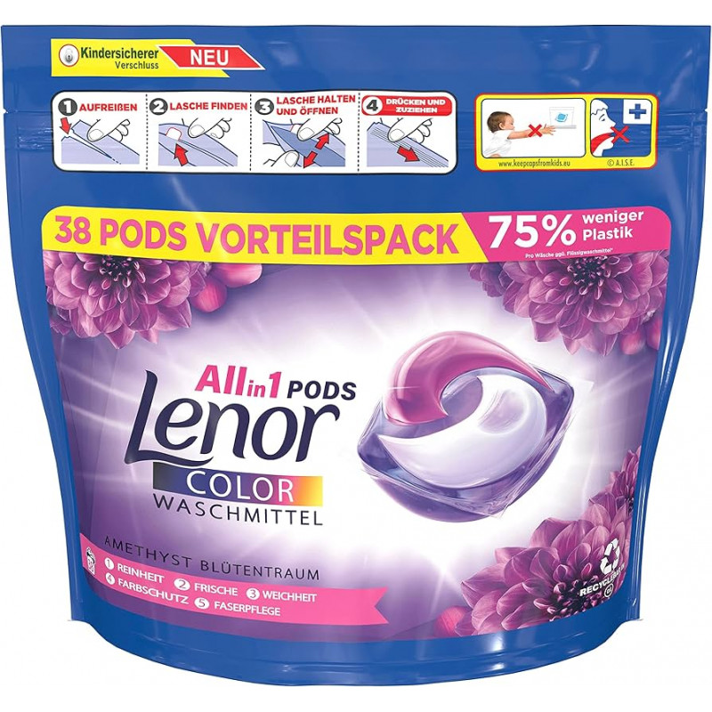 Lenor veļas mazgāšanas kapsulas 3in1 Color Amethyst 38gab