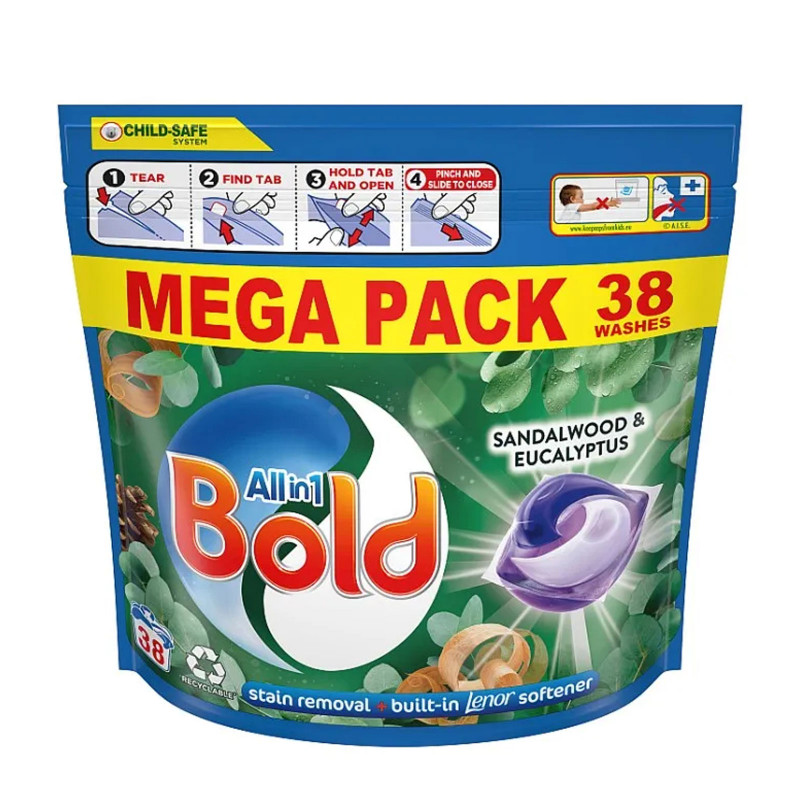 Bold 2in1 kapsulas veļas mazgāšanas Sandalwood & Eucalyptus 38gb