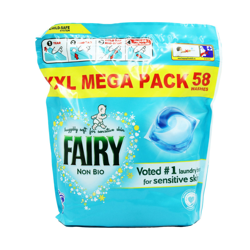 Fairy Non Bio kapsulas veļas mazgāšanai jutīgai ādai 58gab.