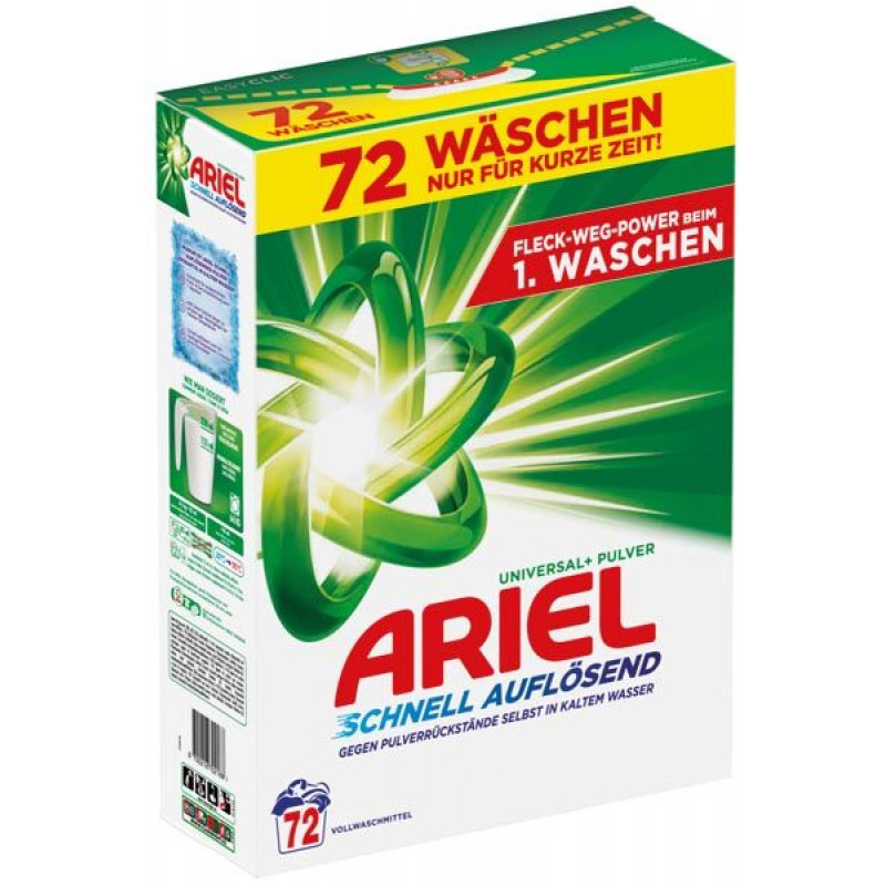Ariel veļas pulveris 72 mazgāšanas reizēm 3,96 kg 