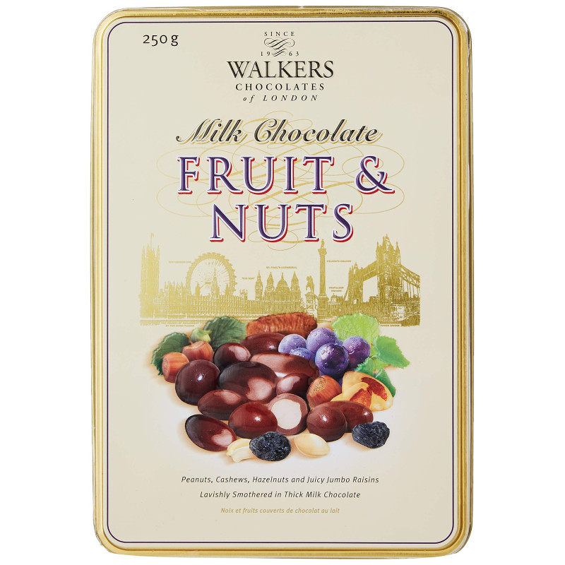 Walkers konfektes piena šok. Fruits&Raisins 250g 