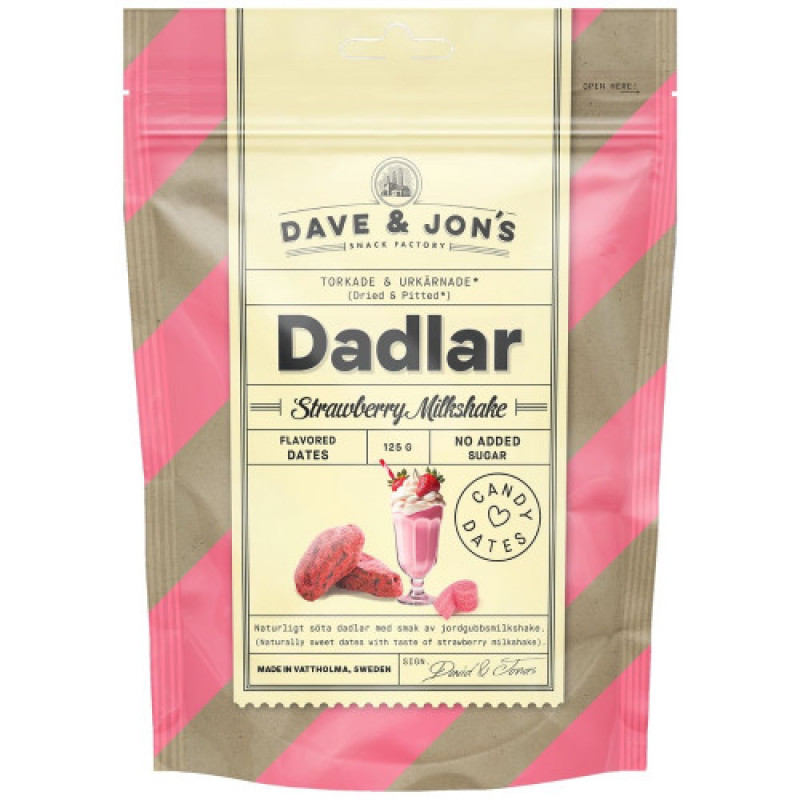 DAVE & JON'S Strawberry Milkshake dateles 125g