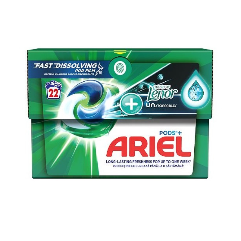 Ariel all in 1 kapsulas veļas mazgāšanai Touch of Lenor 22gab.