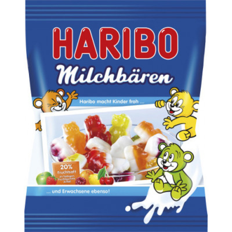 Haribo želejveida konfektes Milchbaren 160g