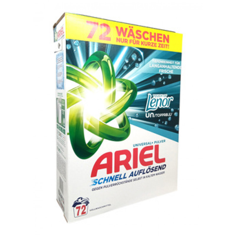 Ariel veļas pulveris universāls 72 mazgāšanas reizēm 3,96 kg touch of Lenor