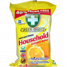 Green Shield antibakteriālās mitrās salvetes visām virsmām ar citrusa aromātu 70gb