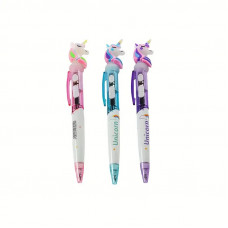 Unicorn Ball point pildspalva ar gaismiņu 16cm dažādas krāsas 1gab.