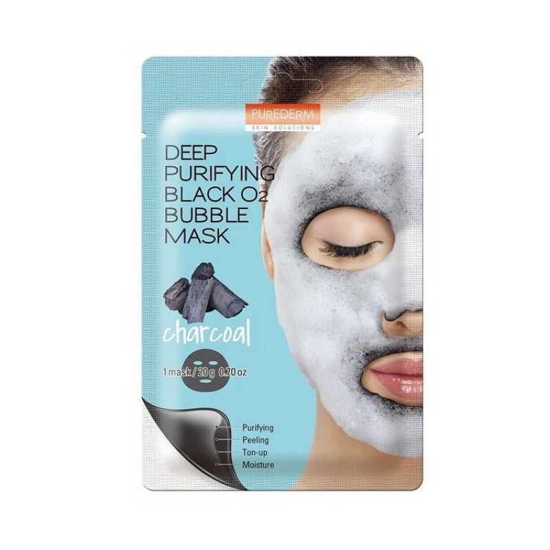 Purederm Deep Purifying Black O2 Bubble Mask Charcoal