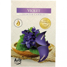 Aura Scented Candles tējas svecītes Violet 6gab (deg ~4h)