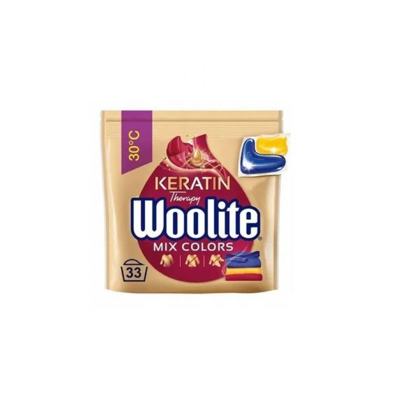 Woolite kapsulas veļas mazgāšanai krāsainām drēbēm Keratin Color 33gb. 