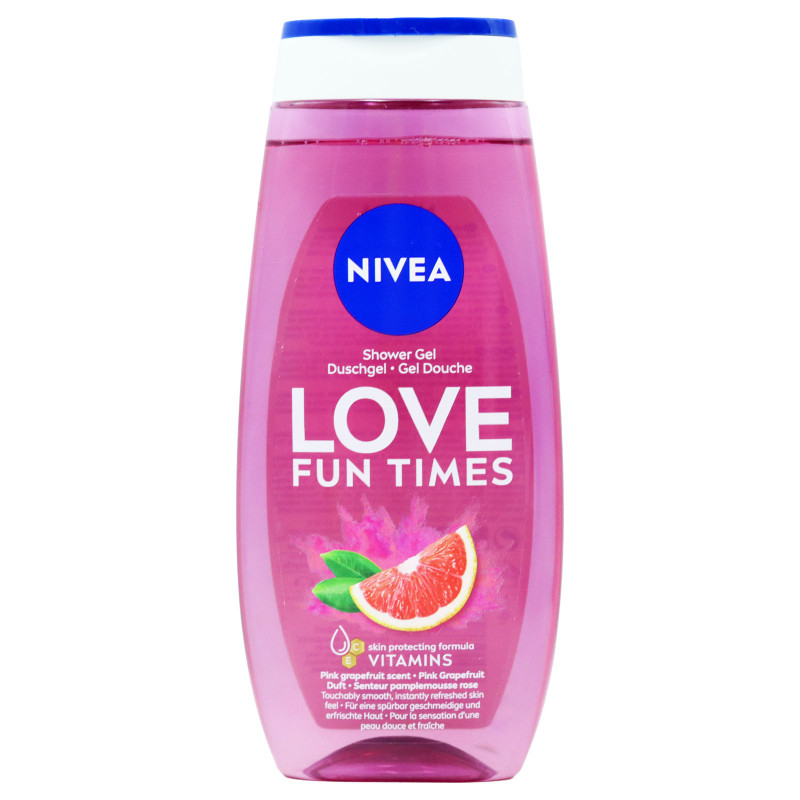 Nivea dušas gēls Love Fun Times ar rozā greipfrūta aromātu, 250 ml