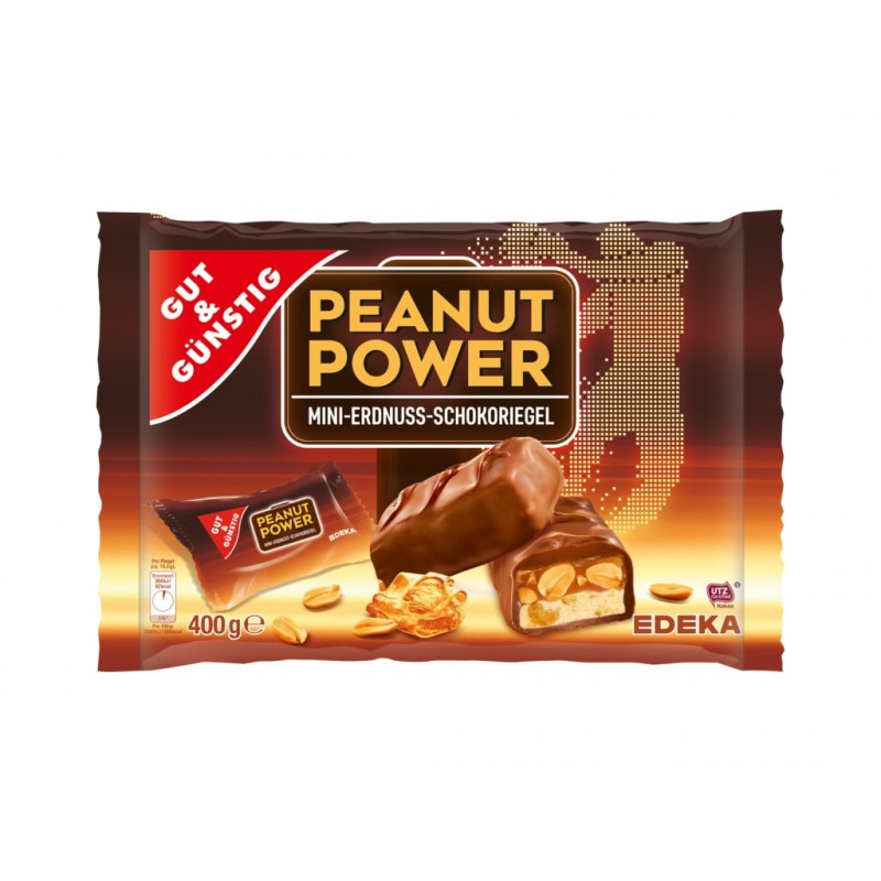 GG mini šokolādes batoniņi Peanut Power 400g