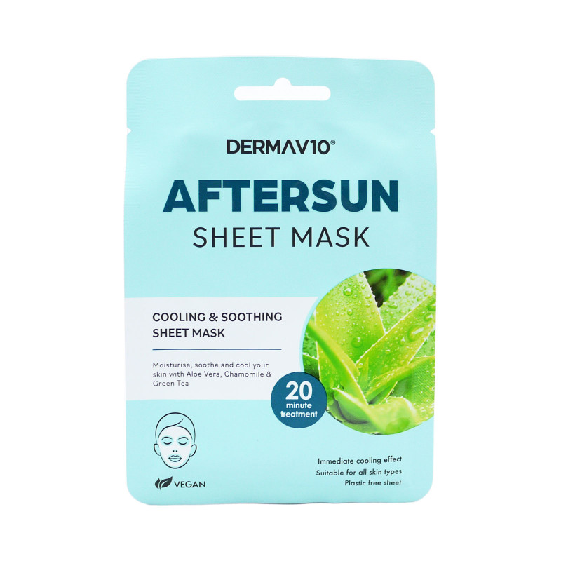 Derma V10 sejas maska ar atvēsinošu un nomierinošu efektu pēc sauļošanās 1gab.