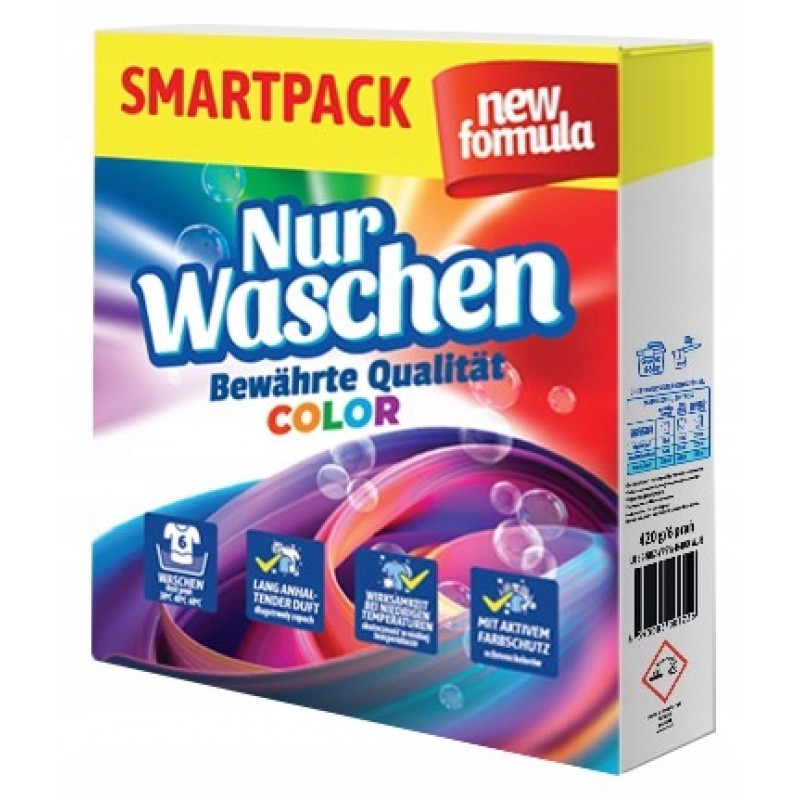 Nur wash veļas pulveris krāsainai veļai 420gr, 6mazg.reizēm