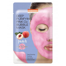 Purederm Deep Purifying Pink O2 Bubble Mask, dziļi attīroša putojoša sejas maska 25g, ar persiku
