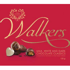 Walkers konfektes ar pildījumu tumšajā, piena, baltajā šokolādē 120g