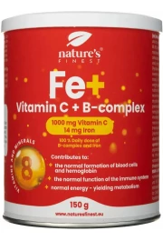 Nature's finest Iron + B-komplex+vitamin C.Augstas absorbcijas dzels glukonāta, C un B grupas vitamīnu komplekss. Bez cukura. 150g