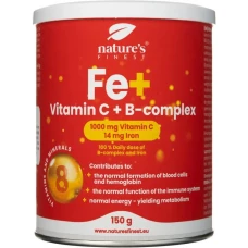 Nature's finest Iron + B-komplex+vitamin C.Augstas absorbcijas dzels glukonāta, C un B grupas vitamīnu komplekss. Bez cukura. 150g