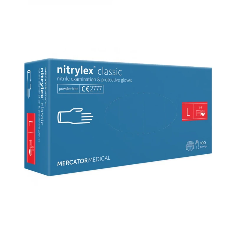 Mercator nitrylex nitrila cimdi bez pūdera, zili, L izmērs 100gb iepak.