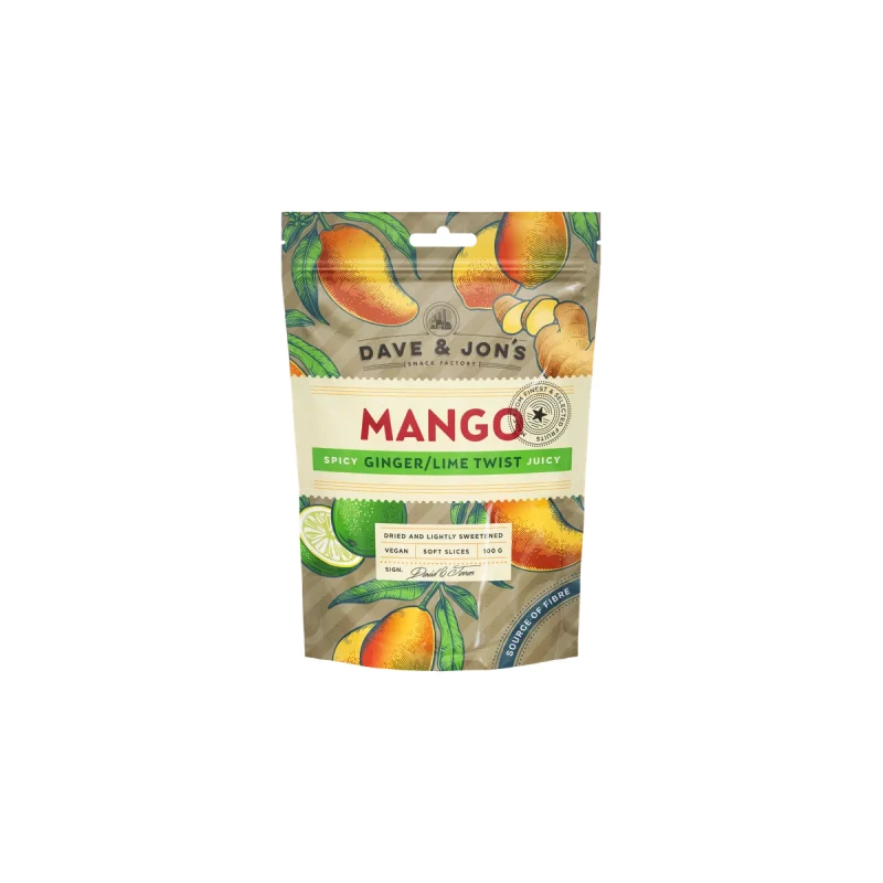 Dave & Jon's žāvēti mango ar ingveru un laimu 100 g